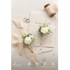 imageLings Moment Boutonniere for Men 2pcs Groom Groomsmen Guest Boutonniere Artificial Flowers for WeddingPromHomecoming etcDeep PurpleWhtwhite Baby Breath  Ivory