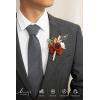 imageLings Moment Boutonniere for Men 6pcs Groom Groomsmen Boutonniere Artificial Flowers for Wedding DecorPromHomecoming etcDeep PurpleOrterracotta  Orange