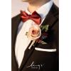 imageLings Moment Boutonniere for Men 6pcs Groom Groomsmen Boutonniere Artificial Flowers for Wedding DecorPromHomecoming etcDeep PurplePkcinnamon Rose  Pink