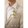 imageLings Moment Boutonniere for Men 6pcs Groom Groomsmen Boutonniere Artificial Flowers for Wedding DecorPromHomecoming etcDeep PurpleWhtwhite Baby Breath  Ivory