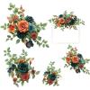 imageLings Moment 2pcs Fall Wedding Artificial Floral Swags Welcome Sign Flowers Backdrop Garlands Brown for Ceremony Reception Door Wall Home Decorations Entryway Outdoor Board Table DecorOrdark Teal  Burnt Orange
