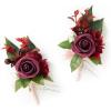 imageLings Moment Boutonniere for Men 2pcs Groom Groomsmen Guest Boutonniere Artificial Flowers for WeddingPromHomecoming etcDeep PurpleRedburgundy  Marsala