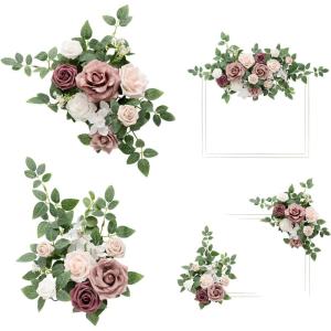 imageLings Moment 2pcs Fall Wedding Artificial Floral Swags Welcome Sign Flowers Backdrop Garlands Brown for Ceremony Reception Door Wall Home Decorations Entryway Outdoor Board Table DecorPkdusty Rose  Cream