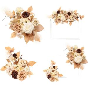 imageLings Moment 2pcs Fall Wedding Artificial Floral Swags Welcome Sign Flowers Backdrop Garlands Brown for Ceremony Reception Door Wall Home Decorations Entryway Outdoor Board Table DecorOrrust  Sepia