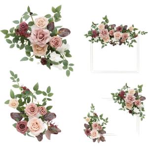 imageLings Moment 2pcs Fall Wedding Artificial Floral Swags Welcome Sign Flowers Backdrop Garlands Brown for Ceremony Reception Door Wall Home Decorations Entryway Outdoor Board Table DecorPkdusty Rose  Mauve