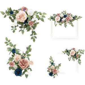 imageLings Moment 2pcs Fall Wedding Artificial Floral Swags Welcome Sign Flowers Backdrop Garlands Brown for Ceremony Reception Door Wall Home Decorations Entryway Outdoor Board Table DecorPkdusty Rose  Navy
