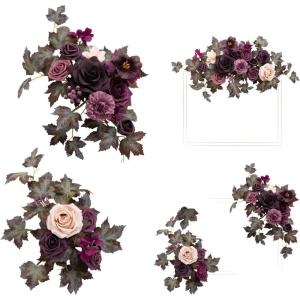imageLings Moment 2pcs Fall Wedding Artificial Floral Swags Welcome Sign Flowers Backdrop Garlands Brown for Ceremony Reception Door Wall Home Decorations Entryway Outdoor Board Table DecorPrdeep Plum  Petal Pink