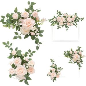 imageLings Moment 2pcs Fall Wedding Artificial Floral Swags Welcome Sign Flowers Backdrop Garlands Brown for Ceremony Reception Door Wall Home Decorations Entryway Outdoor Board Table DecorPkglowing Blush