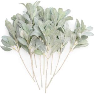 imageLings Moment Artificial Plants Lambs Ear Branches10Pcs 175quotTall Fake Greenery Filler Decor wStems Lifelike Flocked Frosted Texture Plant Decor for RoomOffice Wedding BouquetsTable Centerpieces