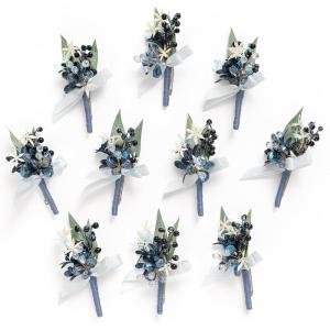 imageLings Moment Boutonniere for Men 10pcs Groomsmen Guest Boutonniere Artificial Flowers for Wedding DcorPromHomecomingetcDeep PurpleBlunavy Blue  Berry