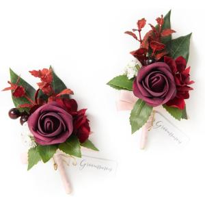imageLings Moment Boutonniere for Men 2pcs Groom Groomsmen Guest Boutonniere Artificial Flowers for WeddingPromHomecoming etcDeep PurpleRedburgundy  Marsala