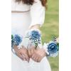 imageLings Moment 6pcs Wedding Wrist Corsage Artificial Flowers GirlMother Homecoming Prom Corsages Wristlet Dcor etc Glowing Blush CreamBludusty Blue  Light Blue