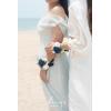 imageLings Moment 6pcs Wedding Wrist Corsage Artificial Flowers GirlMother Homecoming Prom Corsages Wristlet Dcor etc Glowing Blush CreamBlunavy Blue  Dark Navy