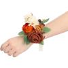 imageLings Moment 6pcs Wedding Wrist Corsage Artificial Flowers GirlMother Homecoming Prom Corsages Wristlet Dcor etc Glowing Blush CreamOrburnt Orange  Terracotta