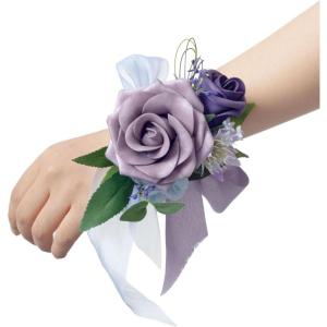 imageLings Moment 6pcs Wedding Wrist Corsage Artificial Flowers GirlMother Homecoming Prom Corsages Wristlet Dcor etc Glowing Blush CreamPrplpurple