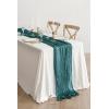 imageLings Moment 14Ft Sunset Terracotta Table Runner Taupe Sheer Chiffon Like Table Runner with Silver Sparkle for Wedding Reception Rustic Boho Wedding Party Bridal Shower Table Setting DecorationsTeal Blue