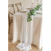 imageLings Moment 14Ft Sunset Terracotta Table Runner Taupe Sheer Chiffon Like Table Runner with Silver Sparkle for Wedding Reception Rustic Boho Wedding Party Bridal Shower Table Setting DecorationsBrilliant White