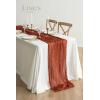 imageLings Moment 14Ft Sunset Terracotta Table Runner Taupe Sheer Chiffon Like Table Runner with Silver Sparkle for Wedding Reception Rustic Boho Wedding Party Bridal Shower Table Setting DecorationsTerracotta