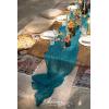 imageLings Moment 14Ft Sunset Terracotta Table Runner Taupe Sheer Chiffon Like Table Runner with Silver Sparkle for Wedding Reception Rustic Boho Wedding Party Bridal Shower Table Setting DecorationsTeal Blue
