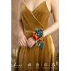 imageLings Moment 2pcs Prom WristShoulder Corsage Artificial Flower GirlMother HomecomingWedding Corsage Wristlet Dcor etc Deep PurpleOrdark Teal  Orange