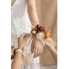 imageLings Moment 2pcs Prom WristShoulder Corsage Artificial Flower GirlMother HomecomingWedding Corsage Wristlet Dcor etc Deep PurpleOrrustic Boho Orange  Sola Wood