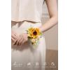 imageLings Moment 2pcs Prom WristShoulder Corsage Artificial Flower GirlMother HomecomingWedding Corsage Wristlet Dcor etc Deep PurpleSunsunflower  Yellow