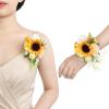 imageLings Moment 2pcs Prom WristShoulder Corsage Artificial Flower GirlMother HomecomingWedding Corsage Wristlet Dcor etc Deep PurpleSunsunflower  Yellow