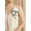 imageLings Moment 2pcs Prom WristShoulder Corsage Artificial Flower GirlMother HomecomingWedding Corsage Wristlet Dcor etc Deep PurpleWhtwhite  Sage