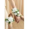imageLings Moment 2pcs Prom WristShoulder Corsage Artificial Flower GirlMother HomecomingWedding Corsage Wristlet Dcor etc Deep PurpleWhtwhite  Sage