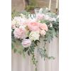 imageLings Moment 9FT Flower Garland for Backdrop Decorations  Wedding Arch Flowers Eucalyptus ampamp Rose Artificial Floral Garland for Mantle  Sweetheart Table Decor for Beach Reception PurplePkblush  Cream