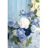 imageLings Moment Fake Flowers Box Faux Artificial Greenery Stems Foam Roses Silk Lilac for Wedding Decor Centerpieces Table Decorations Floral Arrangements Lavender ampamp Purple Mini ComboBludusty Blue  Ivory  Sage