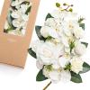 imageLings Moment Fake Flowers Box Faux Artificial Greenery Stems Foam Roses Silk Lilac for Wedding Decor Centerpieces Table Decorations Floral Arrangements Lavender ampamp Purple Mini ComboWhtwhite  Dark Green