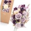 imageLings Moment Fake Flowers Box Faux Artificial Greenery Stems Foam Roses Silk Lilac for Wedding Decor Centerpieces Table Decorations Floral Arrangements Lavender ampamp Purple Mini ComboPrpllilac  Cream