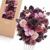 imageLings Moment Fake Flowers Box Faux Artificial Greenery Stems Foam Roses Silk Lilac for Wedding Decor Centerpieces Table Decorations Floral Arrangements Lavender ampamp Purple Mini ComboPrplplum  Plum Lily