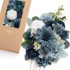 imageLings Moment Fake Flowers Box Faux Artificial Greenery Stems Foam Roses Silk Lilac for Wedding Decor Centerpieces Table Decorations Floral Arrangements Lavender ampamp Purple Mini ComboBludusty Blue  Navy