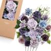 imageLings Moment Fake Flowers Box Faux Artificial Greenery Stems Foam Roses Silk Lilac for Wedding Decor Centerpieces Table Decorations Floral Arrangements Lavender ampamp Purple Mini ComboPrpllavender  Purple