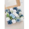 imageLings Moment Fake Flowers Box Faux Artificial Greenery Stems Foam Roses Silk Lilac for Wedding Decor Centerpieces Table Decorations Floral Arrangements Lavender ampamp Purple Mini ComboBludusty Blue  Navy  White