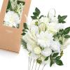 imageLings Moment Fake Flowers Box Faux Artificial Greenery Stems Foam Roses Silk Lilac for Wedding Decor Centerpieces Table Decorations Floral Arrangements Lavender ampamp Purple Mini ComboWhtwhite  Olive Green