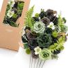 imageLings Moment Fake Flowers Box Faux Artificial Greenery Stems Foam Roses Silk Lilac for Wedding Decor Centerpieces Table Decorations Floral Arrangements Lavender ampamp Purple Mini ComboGrnemerald  Gold
