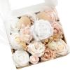 imageLings Moment Fake Flowers Box Faux Artificial Greenery Stems Foam Roses Silk Lilac for Wedding Decor Centerpieces Table Decorations Floral Arrangements Lavender ampamp Purple Mini ComboBegwhite  Beige