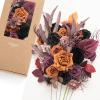 imageLings Moment Fake Flowers Box Faux Artificial Greenery Stems Foam Roses Silk Peony for Wedding Decor Centerpieces Table Decorations Floral Arrangements Orange ampamp Soft Peach Deluxe ComboBlkblack  Orange  Purple