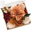 imageLings Moment Fake Flowers Box Faux Artificial Greenery Stems Foam Roses Silk Peony for Wedding Decor Centerpieces Table Decorations Floral Arrangements Orange ampamp Soft Peach Deluxe ComboOrterracotta  Burgundy
