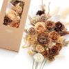 imageLings Moment Fake Flowers Box Faux Artificial Greenery Stems Foam Roses Silk Peony for Wedding Decor Centerpieces Table Decorations Floral Arrangements Orange ampamp Soft Peach Deluxe ComboBegboho  Sepia