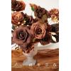 imageLings Moment Fake Flowers Box Faux Artificial Greenery Stems Foam Roses Silk Peony for Wedding Decor Centerpieces Table Decorations Floral Arrangements Orange ampamp Soft Peach Deluxe ComboBrnwalnut Brown  Terracotta