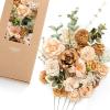 imageLings Moment Fake Flowers Box Faux Artificial Greenery Stems Foam Roses Silk Peony for Wedding Decor Centerpieces Table Decorations Floral Arrangements Orange ampamp Soft Peach Deluxe ComboOrapricot  Peach