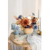 imageLings Moment Fake Flowers Box Faux Artificial Greenery Stems Foam Roses Silk Peony for Wedding Decor Centerpieces Table Decorations Floral Arrangements Orange ampamp Soft Peach Deluxe ComboOrburnt Orange  Navy