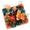 imageLings Moment Fake Flowers Box Faux Artificial Greenery Stems Foam Roses Silk Peony for Wedding Decor Centerpieces Table Decorations Floral Arrangements Orange ampamp Soft Peach Deluxe ComboOrteal  Burnt Orange