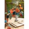 imageLings Moment Fake Flowers Box Faux Artificial Greenery Stems Foam Roses Silk Peony for Wedding Decor Centerpieces Table Decorations Floral Arrangements Orange ampamp Soft Peach Deluxe ComboTeal  Burnt Orange