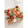imageLings Moment Fake Flowers Box Faux Artificial Greenery Stems Foam Roses Silk Peony for Wedding Decor Centerpieces Table Decorations Floral Arrangements Orange ampamp Soft Peach Deluxe ComboOrorange  Nude