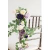 imageLings Moment Fall 10pcs Wedding Chair Decorations Aisle Floral Swag Artificial Pew Flowers Hanging Garland Deep Plum for Ceremony Reception Church Rose Floral Arrangement Party Outdoor DecorLilac  Gold